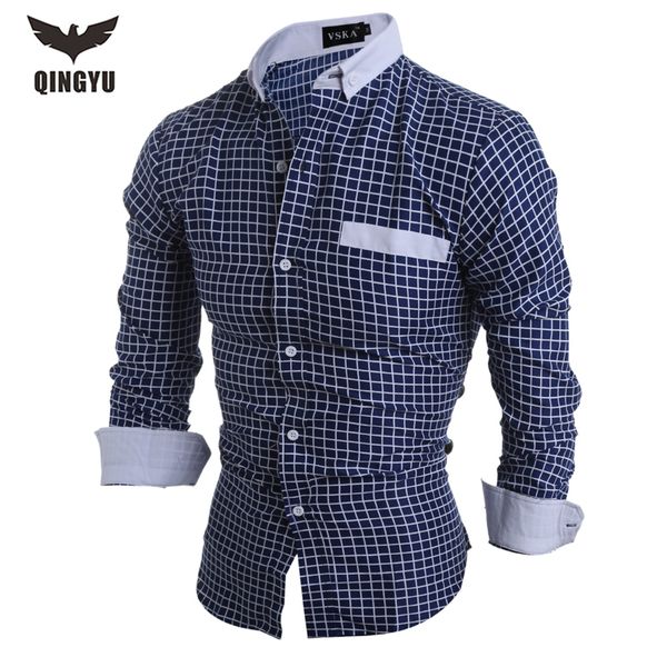 

wholesale- camisa masculina slim fashion men shirt 2016 new brand casual long-sleeved chemise homme plaid dress male clothes, White;black