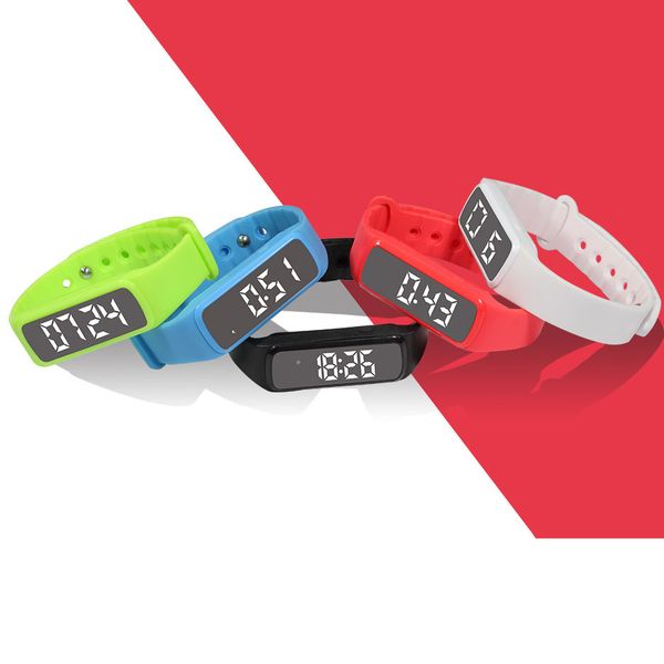 

fashion smart bracelet, smart watch, 3d step glass movement pedometer, temperature, time display, sleep monitor watch wholesale, Slivery;brown