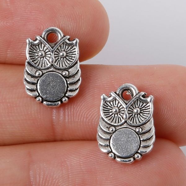 

9pcs 10x14mm zinc alloy antique silver owl diy charms pendants jewelry making diy, Bronze;silver