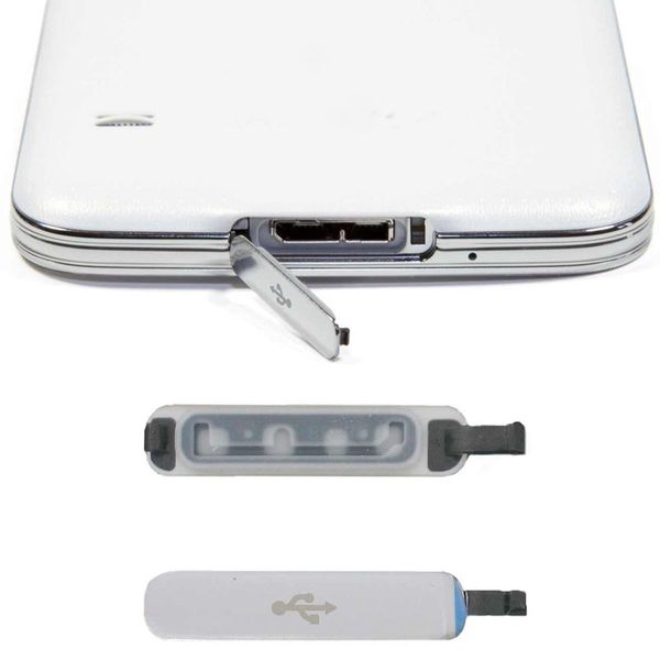 

wholesale-original silver phone accessories charge port plug for galaxy s5 replacement usb port cover flap dust plug