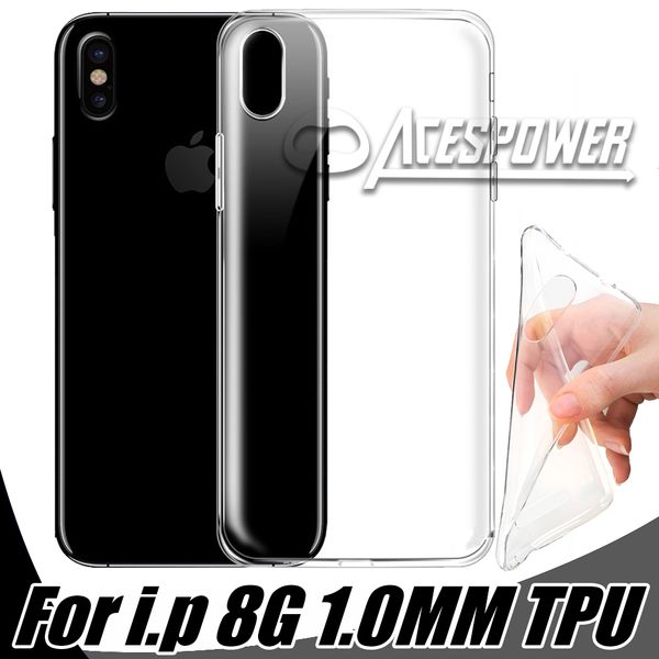 Для iPhone 13 12 Mini 11 Pro XR XS Max Case Soft Clear Cover 1,0 мм TPU Силиконовый гель для Samsung Galaxy S10 Примечание 10 плюс