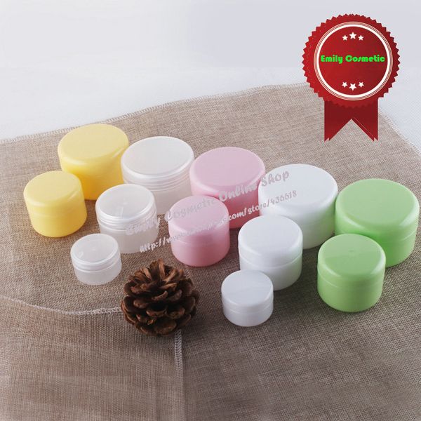 20pcs / lot Multi-cores-de-rosa Branco Verde Limpar Caixa vazia PP Plastic Creme 100g Jar e tampas para PJ11 Empacotamento cosmético