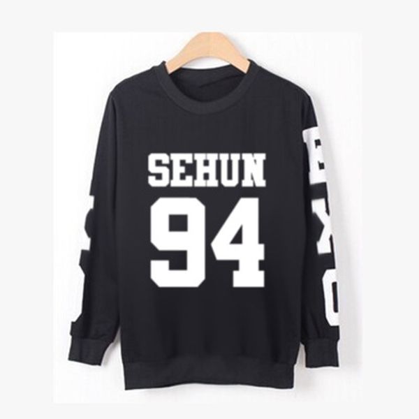 

wholesale- new kpop black exo sbs sweatshirts miracles cotton women/men hoodies pullover xiumin luhan sehun kris black kpop