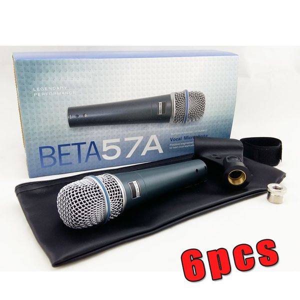 6PCS di Alta Qualità e Corpo Pesante BETA57 Professionale BETA57A Karaoke Palmare Microfono Con Cavo Dinamico Beta 57A 57 A Mic