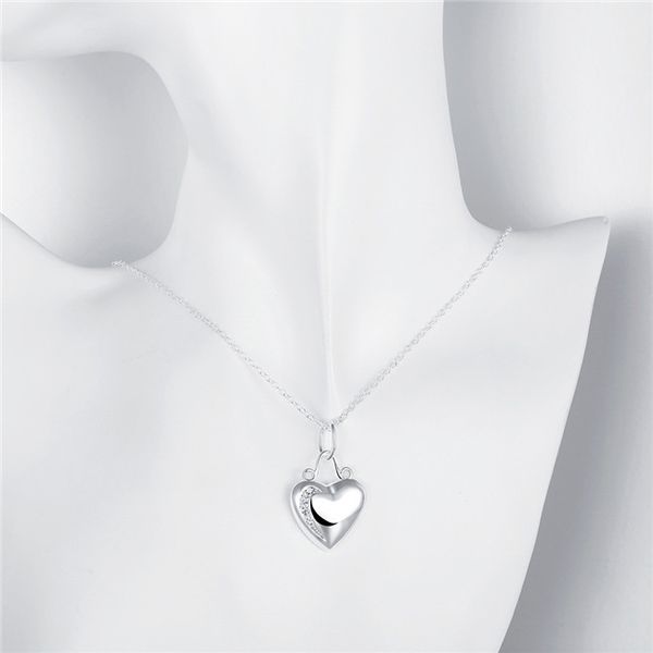 

high grade women's heart shape pendant necklace white gemstone sterling silver necklace stsn703,brand new fashion 925 silver necklace