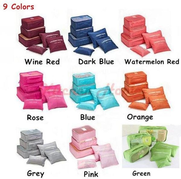 

6pcs/set women men travelling storage bag waterproof high capacity nylon luggage clothes tidy storage pouch portable organizer case