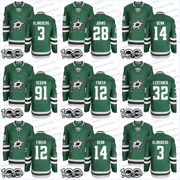 

centennial classic jersey 32 kari lehtonen 28 stephen johns 3 john klingberg 14 jamie benn 12 radek faksa dallas stars martin hanzal 100th h, Black;red