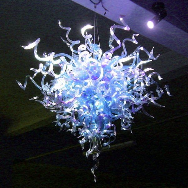 Lampade a sospensione Decorazione domestica Lampadari fantasia di colore blu Lampadario di cristallo sospeso a LED moderno in vetro soffiato a mano