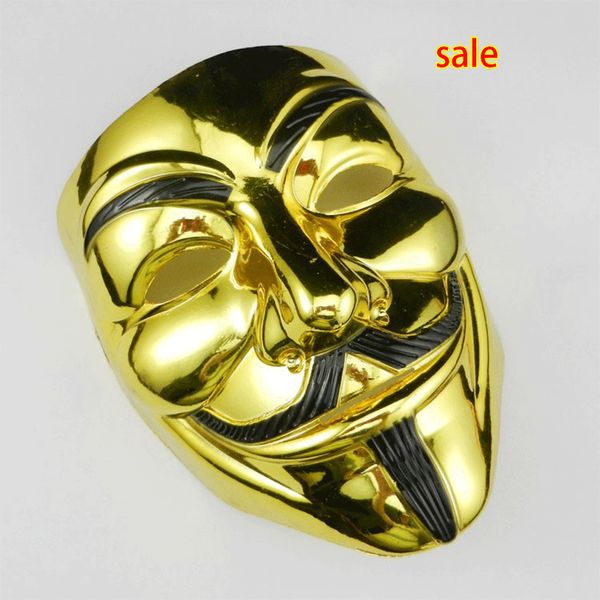 

wholesale 2016 new 10pcs vendetta mask guy fawkes mask halloween cosplay dancing man mask gold siver