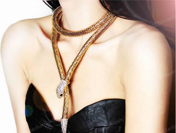 

necklaces statement necklaces punk necklaces 18k gold and silver adjustable snake chokers necklaces jewelry statement necklaces, Golden;silver