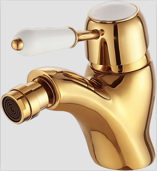 

singe hole bathroom bidet faucet mixer tap gold color deck mounted