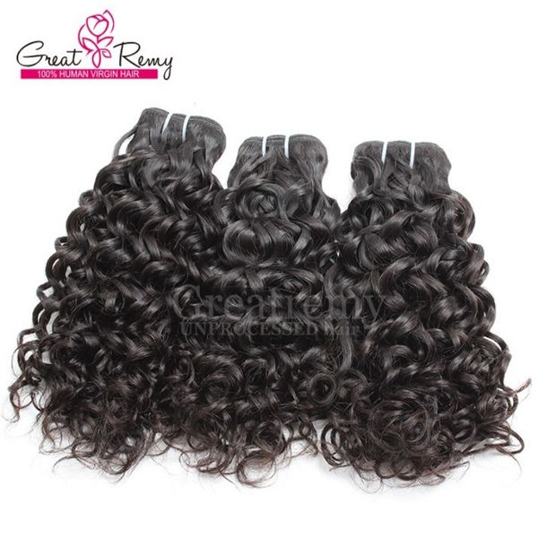 3PCS / LOT Волосы Wefts Бразильские наращивания человеческих волос Покрашиваемые натуральные черные Remy Virgin Hair Weaves Water Wave Big Curly Breakremy
