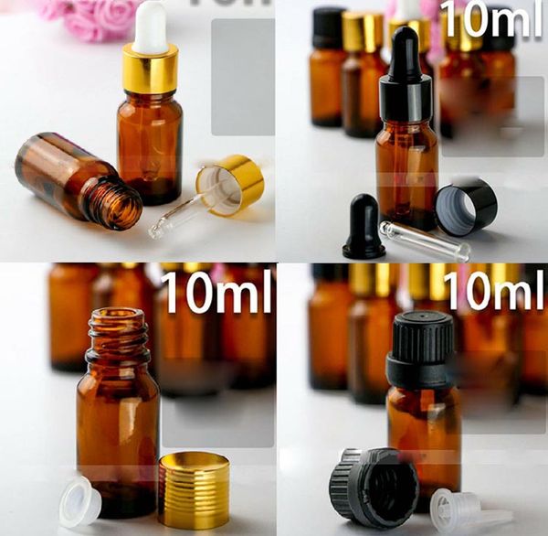 Atacado preço de fábrica 10ml garrafas de vidro Brown E líquidos Black Gold Chefe 10CC Vidro Âmbar Dropper Bottles venda quente nos EUA CA AU UE