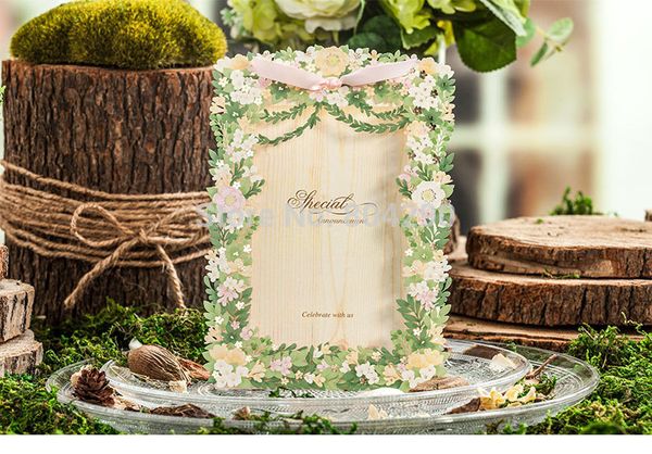 

wholesale- customized printing 5116 luxurious flower wedding invitation card 100 pcs