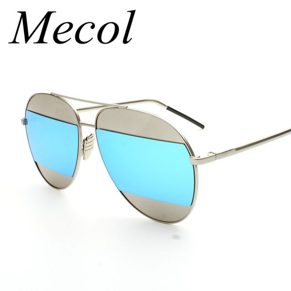 

wholesale-mecol fashion patchwork mirror sunglasses women brand designer horizontal stripes double divide lens gafas de sol hombre r056, White;black