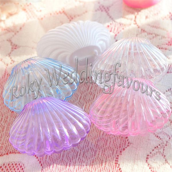 O ENVIO GRATUITO de 24 PCS Branco Seashell Favor Caixas de Nupcial Do Chuveiro Fontes Do Partido de Aniversário Chuveiro de Casamento Casamento Idéias Da Lembrança Do Casamento