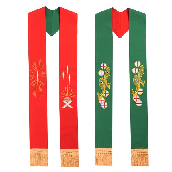 

priest costume stole double side reversible catholic church scarf for pastor clergy clothes, Black;red