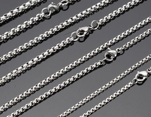 Оптовая продажа, оптом, 10 шт./лот, цепочка Rolo Link, ожерелье из нержавеющей стали 316L, серебро, 18-32 дюйма, выберите сами, 3 мм/4 мм