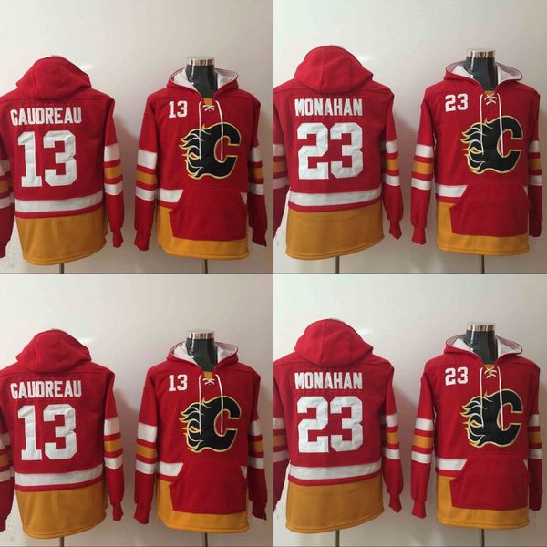 

Mens Calgary Flames Hoodies Hockey Jersey 13 Johnny Gaudreau 23 Sean Monahan Sweatshirts Winter Jacket Red Free Shipping