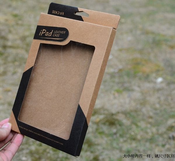 Universal Kraft Brown Paper Retail Box Verpackungsboxen für 9,7 iPad 6 Air 5 6 Air2 5 3 4 7,9 Mini 2 PU-Lederhülle