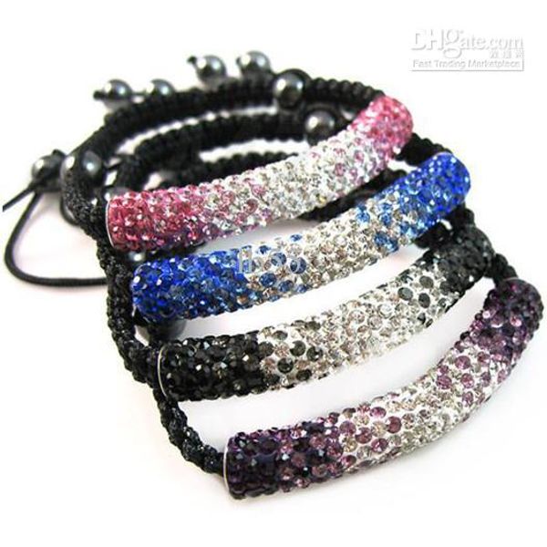

fashion 20pcs/lot 5*1cm clay tube bending crystal bracelet. women jewelry dl3.factory price ale good, Black