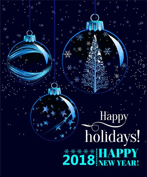 Acheter Bleu Foncé Photographie Toile De Fond Vinyle Numérique Imprimé Boules De Noël Flocons De Neige étoiles Pin Arbre 2018 Bonne Année Fête Des