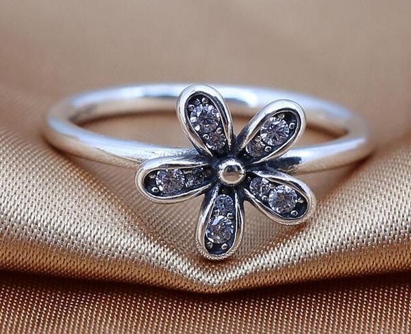 

2016 new authentic 925 sterling silver rings daisy silver ring with cubic zirconia diy charms fits for pandora jewelry wholesale gift