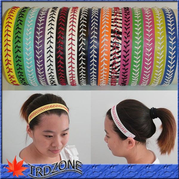 

softball baseball leather stitches seamed headbands sports school, Silver