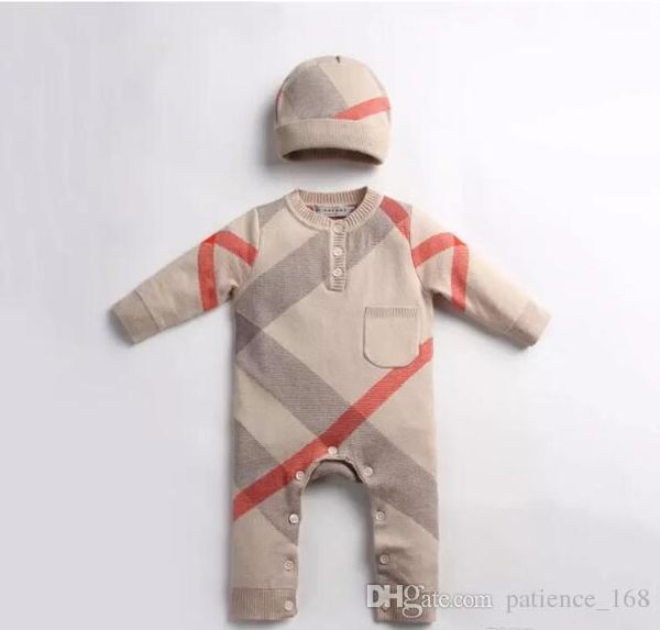 

newborn selling new arrivals fall baby kids climbing sweater romper cotton long sleeve round collar autumn romper +hat 0-2t, Blue