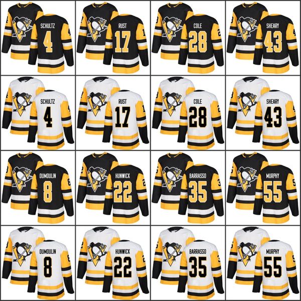 

мужской сезон 2018 питтсбург пингвинз 4 джастин шульц 8 брайан думулин 17 брайан руст 22 мэтт хунвик аутентичная майка black home white, Black;red