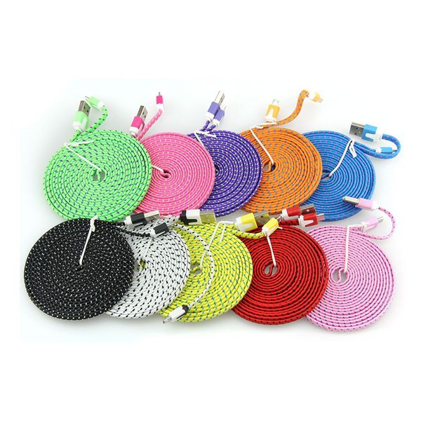 

1m 2m 3m flat wide knit fabric braided data charger charging cable wide fiber nylon fabric woven cord lead for martphone mobile phone