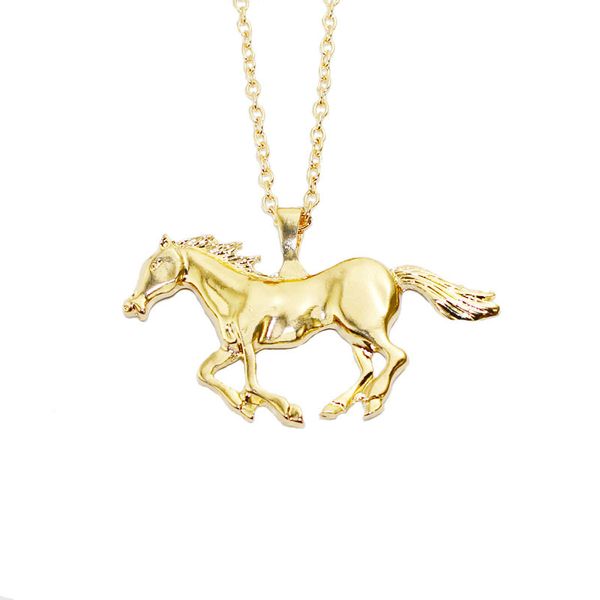 

cute gold silver plated horse animal statement pendant necklaces with chain for women men fashion jewelry party club decor