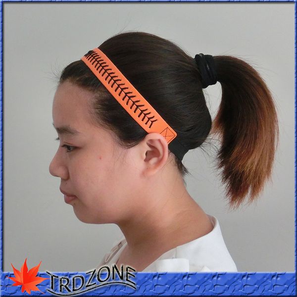 

softball baseball sports leather headband elastic sports hair band seam, Silver