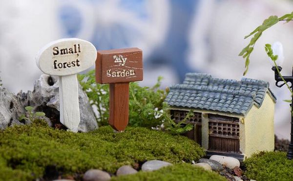 Neu kommen Resin Crafts Schild Schild Miniaturen Fee Gartenzwerg Moos Terrarium Dekor Bonsai Figuren Mikrolandschaft XB1