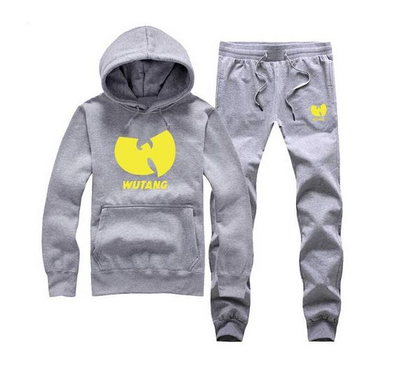 

a580 new style wu-tang sweat suit (s-5xl) 15 color mens sweatshirt men hip hop tracksuits, Gray