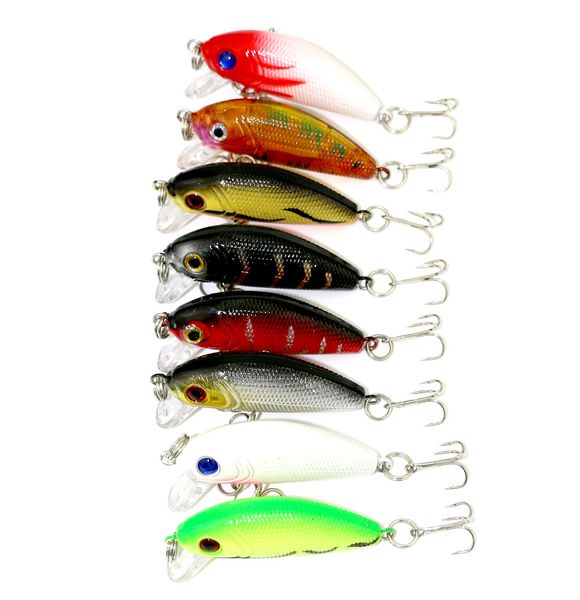 Toptan 200pcs Swimbait Balık yem 5CM 3.6g 10 # kanca balık alabalık Klasik Minnow bas Sert Plastik japonya karbon kancalar için yem mücadele