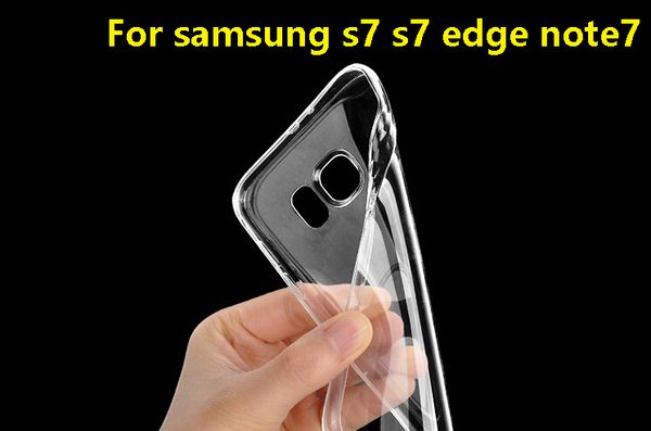 

мобильные телефоны чехлы для samsung s7 s7 края примечание 7 ultra thin кристалл прозрачный мягкий tpu силиконовый чехол + розничная коробка