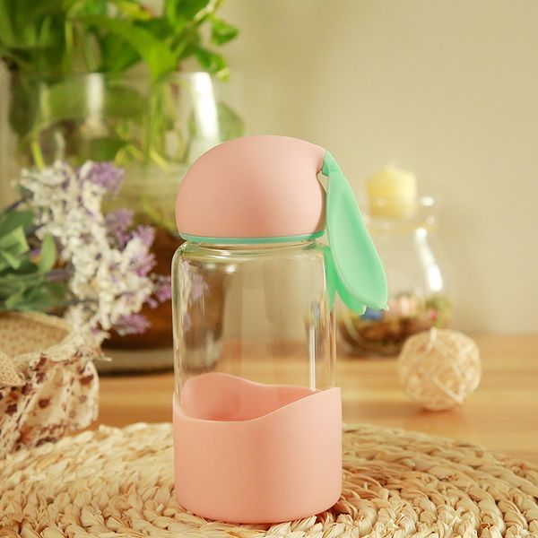 

красивая пользовательские оптовая 350 мл печать милый кролик бутылка портативный студент дети стеклянная бутылка воды с ухом