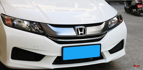 ABS cromato di alta qualità 2 pezzi (rivestimento griglia superiore + rivestimento griglia inferiore) rivestimento decorazione griglia, streamer griglia per Honda City 2015-216