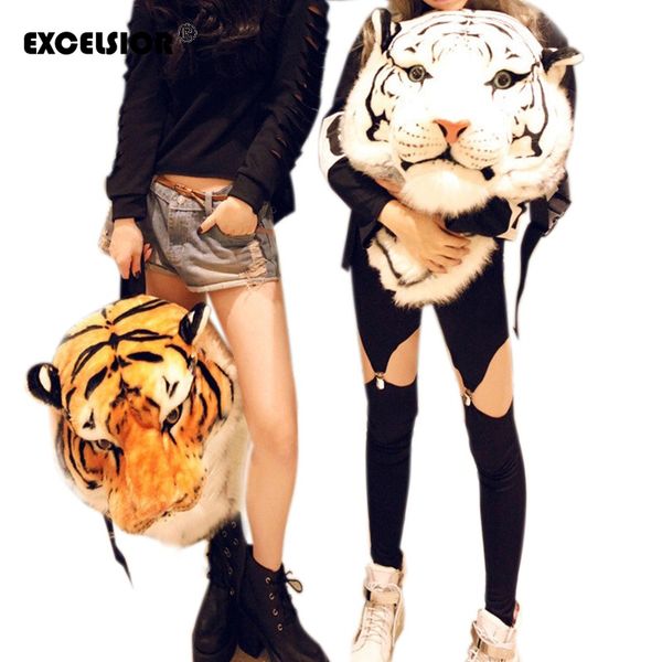 

wholesale- excelsior good gift 2016 new novelty cool huge luxury tiger head white tiger head style bag knapsack backpack tiger bags g0294