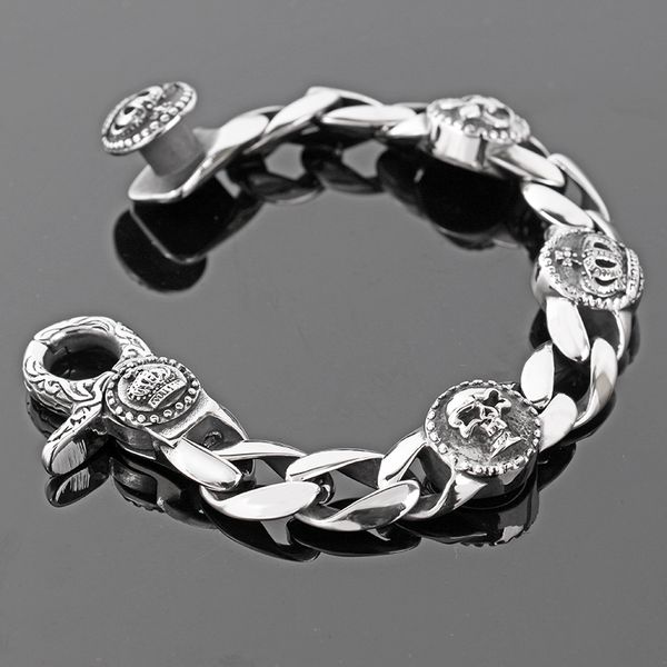 

Мода Горячие продажи Ссылка Цепи Скелет Браслет Из Нержавеющей Стали Мужские Бра