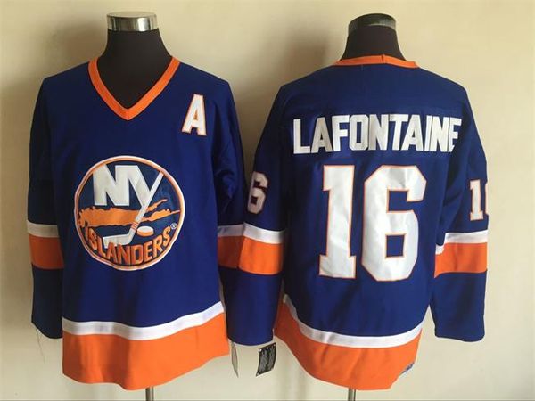 

men new york islanders hockey jerseys #16 pat lafontaine retro vintage ccm authentic stitched jerseys mix order, Black;red