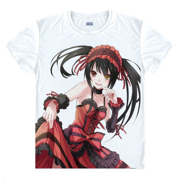 

anime shirt date a live t-shirts multi-style short kurumi tokisaki yoshino cosplay motivs vintage printed shirts tee-style121-no16, White;black