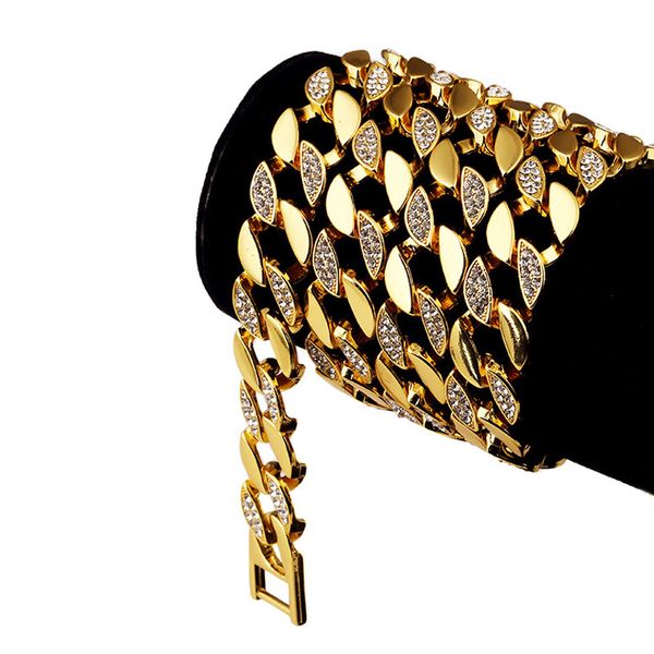 128 g pesante placcato oro massiccio 24K MIAMI CUBAN LINK catena extra-grossolana esagerata brillante collana di diamanti hip hop gioielleria raffinata hipster catene da uomo