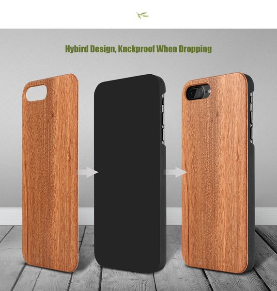 Caso de madeira genuíno para iphone 7 plus multi-grão original de madeira natural rígido pc de volta toque suave capa para iphone 7 case