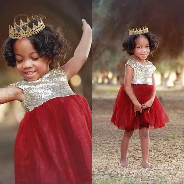 

stunning flower girl dress for weddings silver dark red sequins tulle skirt short kids formal gowns country style, White;blue