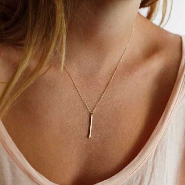 

pendants necklaces fashion women brief gold plated geometric metal strap clavicle chain necklace jewelry wholesale drop shipping sn585, Silver