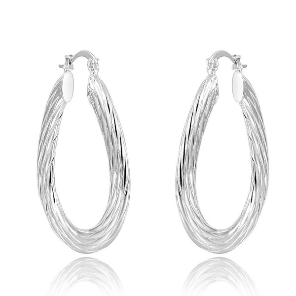 

women's hoop earrings 925 sterling silver matte oval hoop earrings, Golden;silver