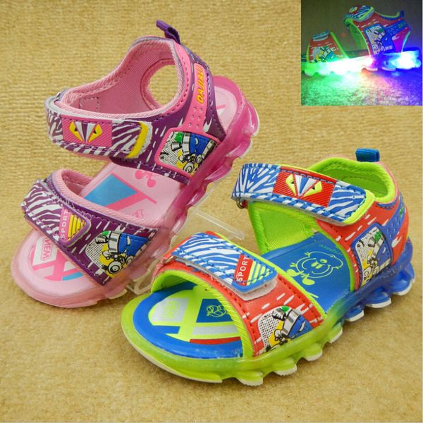 

2016 LED Shoes children's cartoon monster beach sandals Kids shoes Children's Sandals Boys Shoes Size 21-26 1 lot = 6pairs