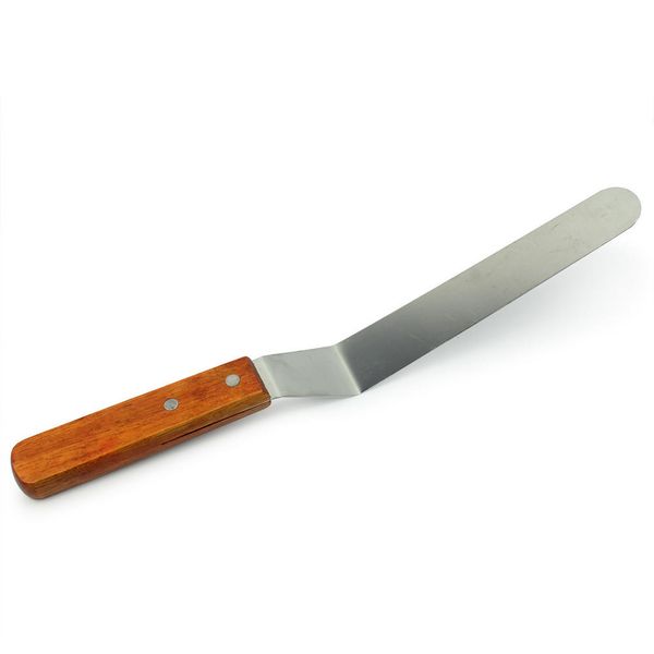 

wholesale- wooden handle stainless steel 8" cake baking pastry spatula cake decor straight spatula smooth filling icing blade spread to